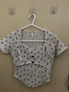 Cute Floral Print Crop Top