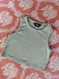 Ribbed Sleeveless Cropped Tank Top