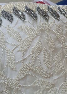 Beautiful All Over Moti Work Of White Saree