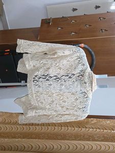 Mango casual Cream Lace Biker Jacket