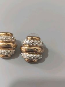 Gold Tone Crystal Stud Earrings
