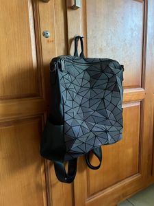 Geometric Holographic Backpack With Pouch