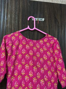 Pink Block Print Kurta
