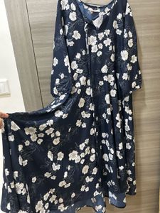 Navy Floral Print Maxi Dress