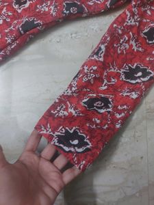 Red Floral Print Tunic Top