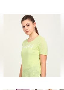 Nike Women Printed Round Neck Light Green T Shirt