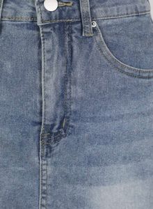 Washed Solid Blue Denim Skirt
