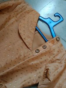 Peach Printed Anarkali Gown