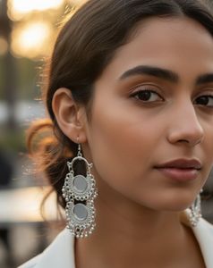pack of 2 Bohemian Silver Mirror Earrings