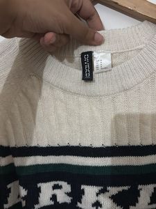 Cream Cable Knit "BRKLN" Sweater