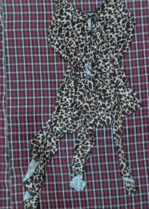 Leopard Print Y2k Asymmetrical Ruffle Top