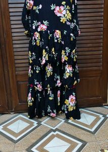 Black Floral Tiered Maxi Dress