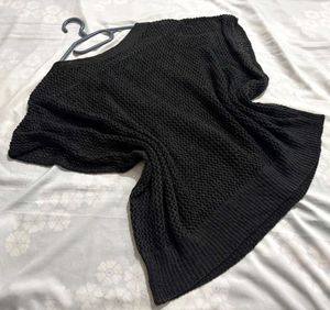 Y2K Oversized Black Crochet Top