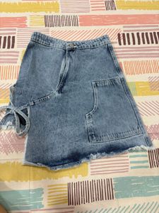 newme Denim Skirt with Tie Detail