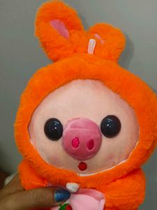 Cute Pig Plush Toy with Strawberry Detail