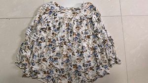 Floral Print Lace Trim Tunic Top