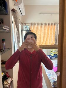 Maroon Zip-Up Jacket of pepe jeans