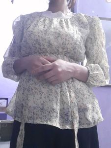 Floral Print Peplum Top