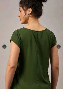 Stylish Olive Green Wrap Look Top