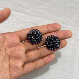 Sparkling Black Beaded Earrings