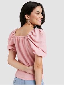 Pink Puff Sleeve Top