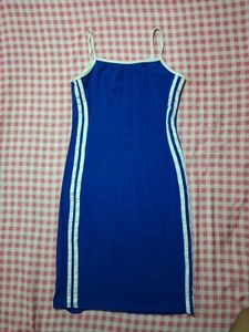Blue Mini Dress with White Stripes
