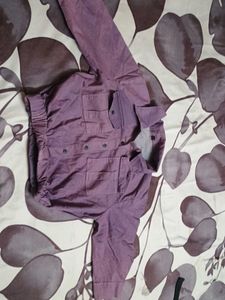 Purple Cropped Button-Up Shirt