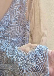 Lace V-Neck Bodycon Dress 🩵