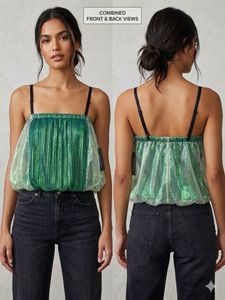 Sparkly Emerald Green Ruched Top