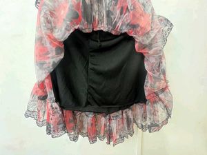 Floral Print Skirt with Lace Trim