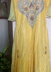 Elegant Yellow Embroidered Gown