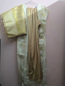 Elegant Cream & Gold Brocade Salwar Kameez