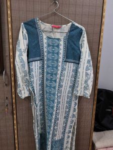 Stylish Blue &amp; White Printed Kurta