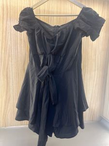 Chic Black Puff Sleeve Mini Dress