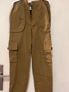 Kids' khakhi Brown Cargo Pants