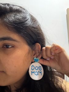 Beaded "Dog Mom" Dangle Earrings