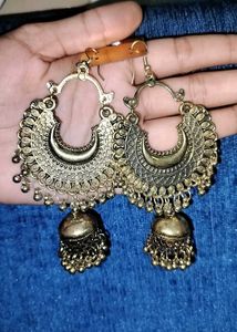 Exquisite Golden Jhumka Earrings