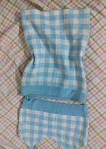Blue Gingham Knit Co-ord Set