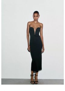 Zara limited edition Black Strapless V-Neck M