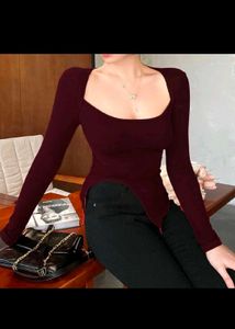 Chic Burgundy Asymmetrical Top