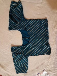 Teal Wave Print Blouse