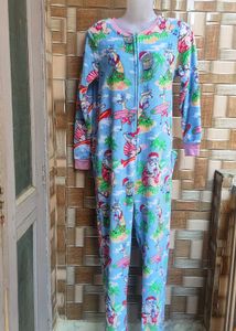 Novelty Santa Print Fleece Pajamas