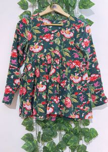 Floral Print Peplum Kurta