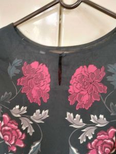 Sheer Floral Print Long Sleeve Top