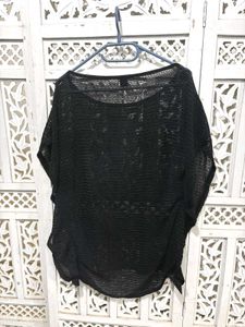 Imported Sheer Striped Black Knit Top