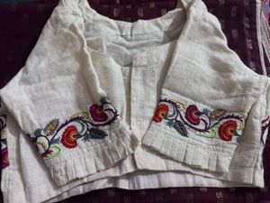 Brown Embroidery Blouse and saree