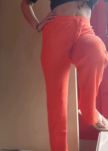 Coral Ribbed Lounge Pants