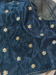 Embroidered Blue Silk Blouse