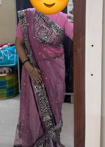 Beautiful Embellished Lavender Saree