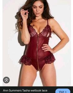 Ann Summers Burgundy leather Bodysuit